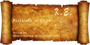 Kultsár Erik névjegykártya